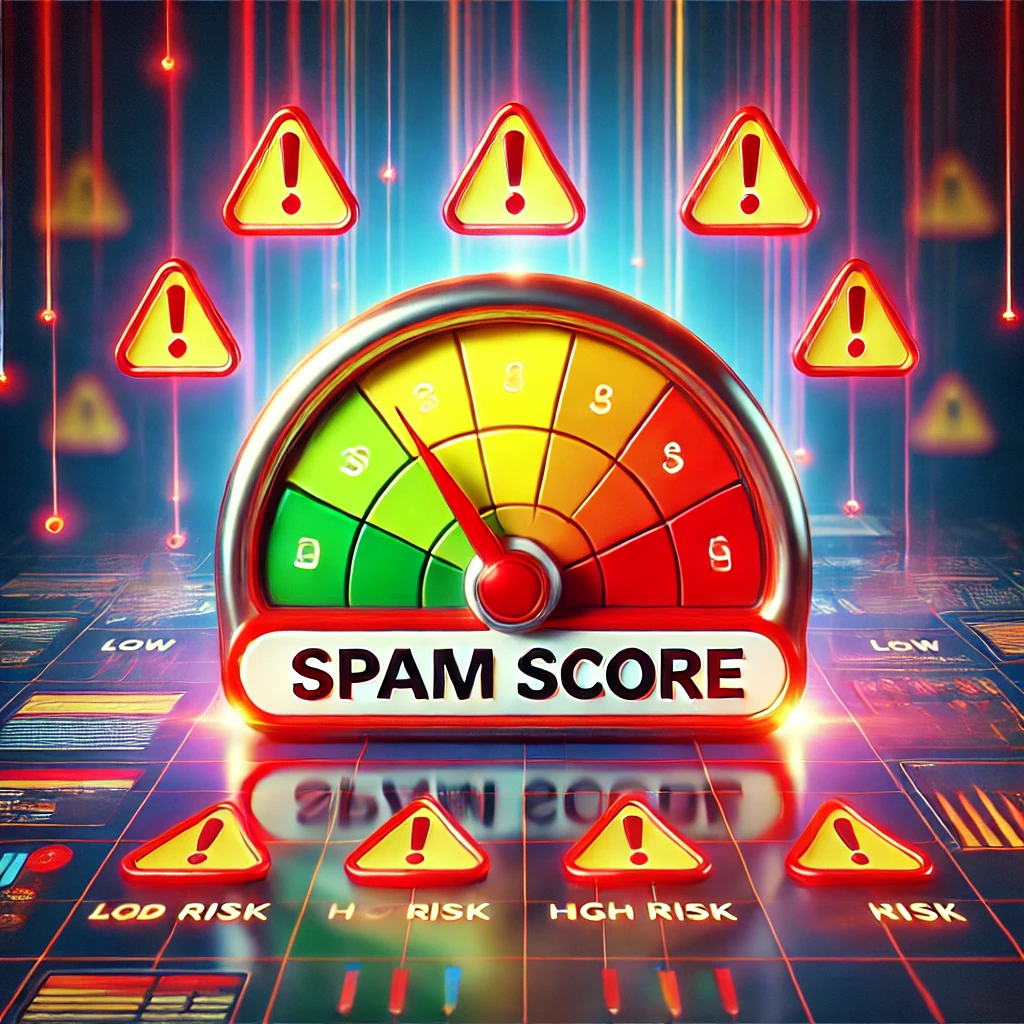 showing the spam score of a website, indicating potential risks of blacklisting based on spammy elements.