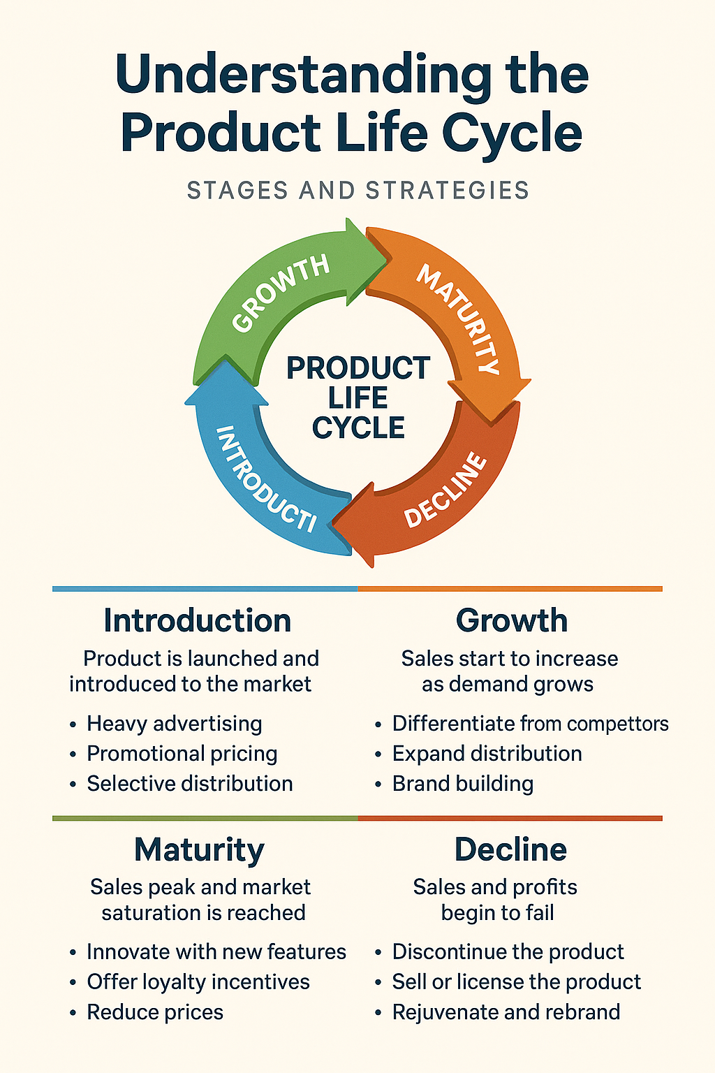 PLC-Infography Product Life Cycle: Stages and Strategies