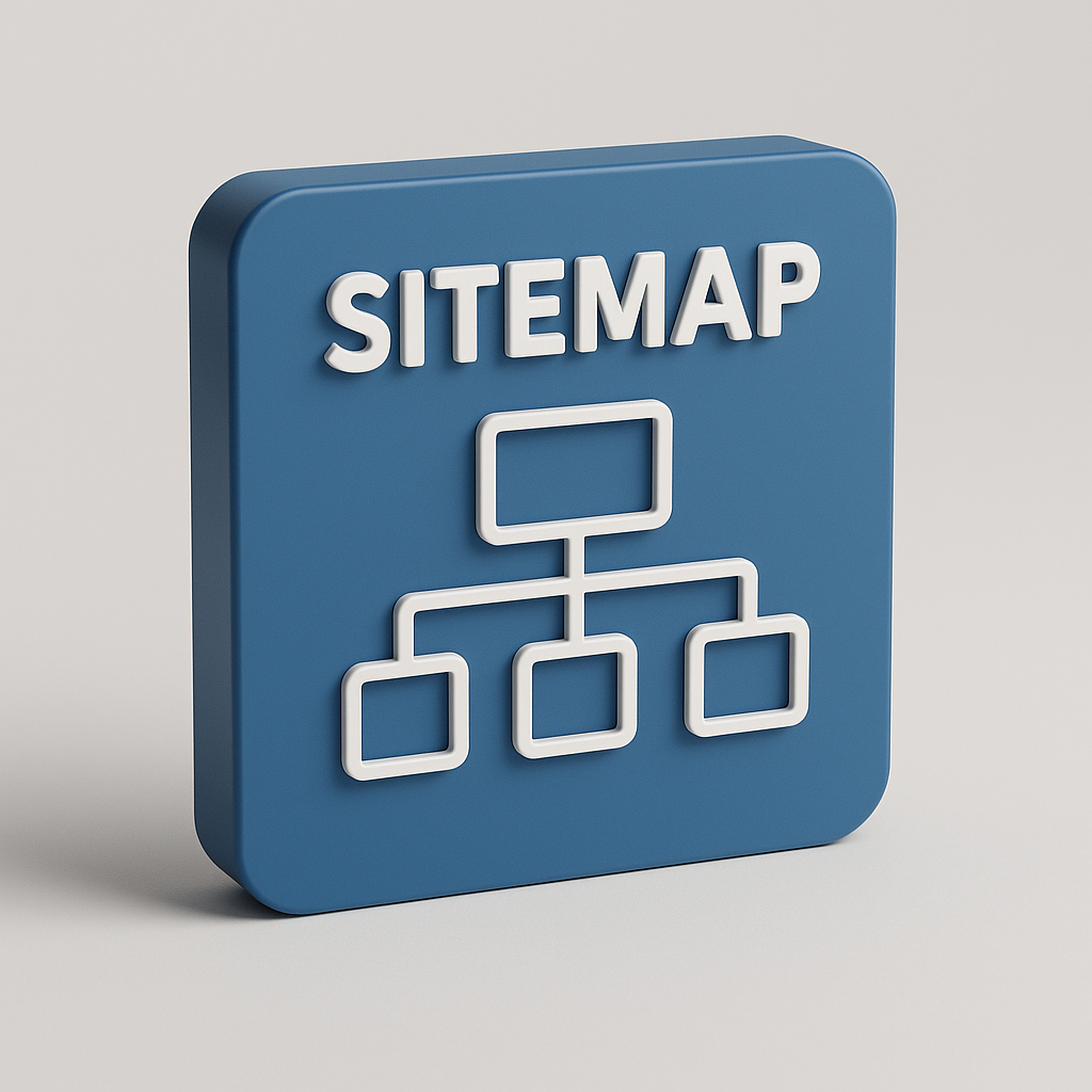 a sitemap structure diagram representing website architecture and SEO indexing.
